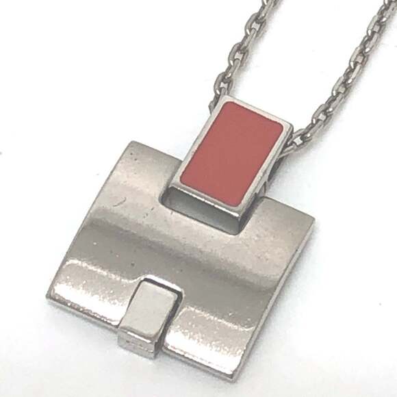 HERMES Eileen H-motif pendant chain necklace metal silver for women.